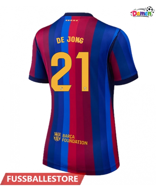 Günstige Barcelona Frenkie de Jong #21 Heimtrikot Damen 2026-27 Kurzarm
